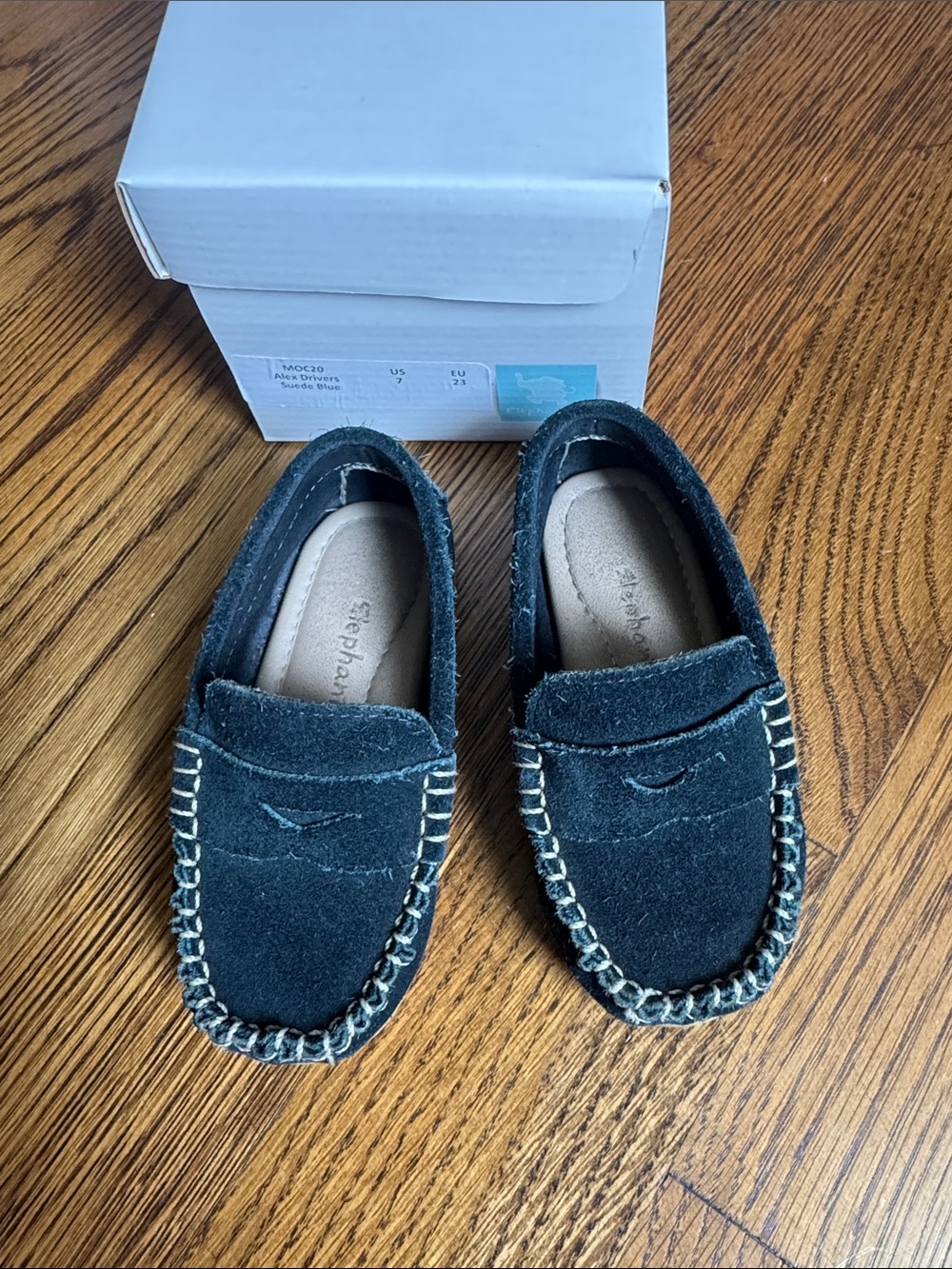 Elephantito Toddler Navy Blue Suede Alex drivers sz 23 us 7